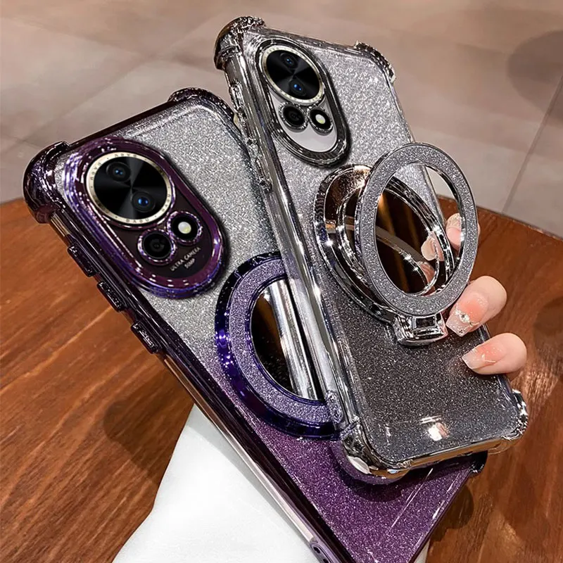 Huawei Nova 12 - Lüks Ayna Tutucu Bling Glitter Silikon